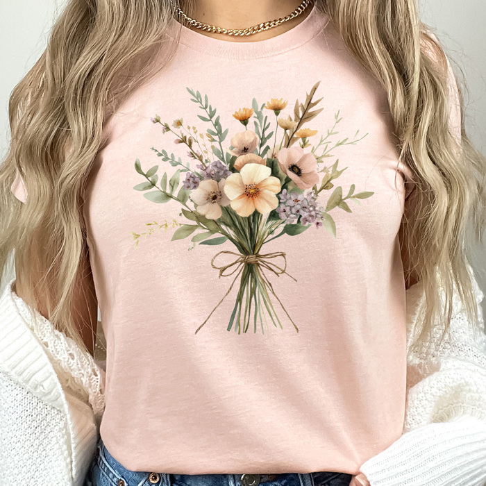 Vintage Flower Bouquet Graphic Tee, Retro Floral Shirt, Spring Flowers Tee