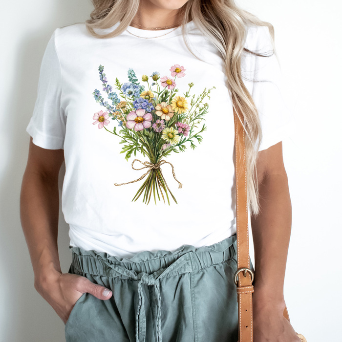 Spring Colorful Floral Bouquet Graphic Tee, Bright Wildflower Shirt, Spring Flowers Tee