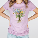  Spring Colorful Floral Bouquet Graphic Tee, Bright Wildflower Shirt, Spring Flowers Tee