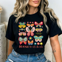 XXL Black Be Kind To All Kinds Butterflies Comfort Colors, Spring Floral Butterfly Graphic Tee, Flower Butterfly Shirt   