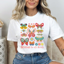 Medium White Be Kind To All Kinds Butterflies Comfort Colors, Spring Floral Butterfly Graphic Tee, Flower Butterfly Shirt   