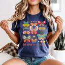  Be Kind To All Kinds Butterflies Comfort Colors, Spring Floral Butterfly Graphic Tee, Flower Butterfly Shirt   