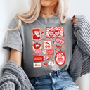 Large Gray Valentines Girly Comfort Colors Tee, Cupid Lover Graphic Tee, V-Day Cake Shirt