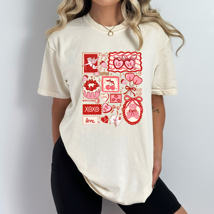 Valentines Girly Comfort Colors Tee, Cupid Lover Graphic Tee, V-Day Cake Shirt