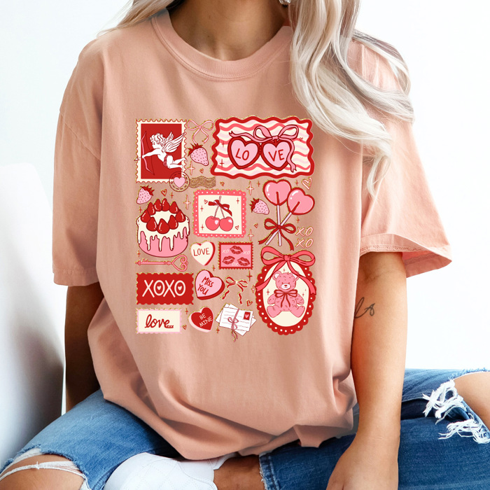 Valentines Girly Comfort Colors Tee, Cupid Lover Graphic Tee, V-Day Cake Shirt