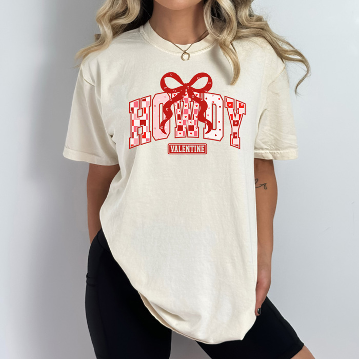 Howdy Valentine Comfort Colors Tee, Bow Lover Graphic Tee, Western Love Shirt 