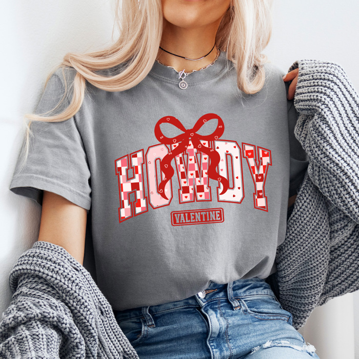 Howdy Valentine Comfort Colors Tee, Bow Lover Graphic Tee, Western Love Shirt 