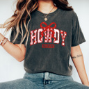 Medium Pepper Howdy Valentine Comfort Colors Tee, Bow Lover Graphic Tee, Western Love Shirt 