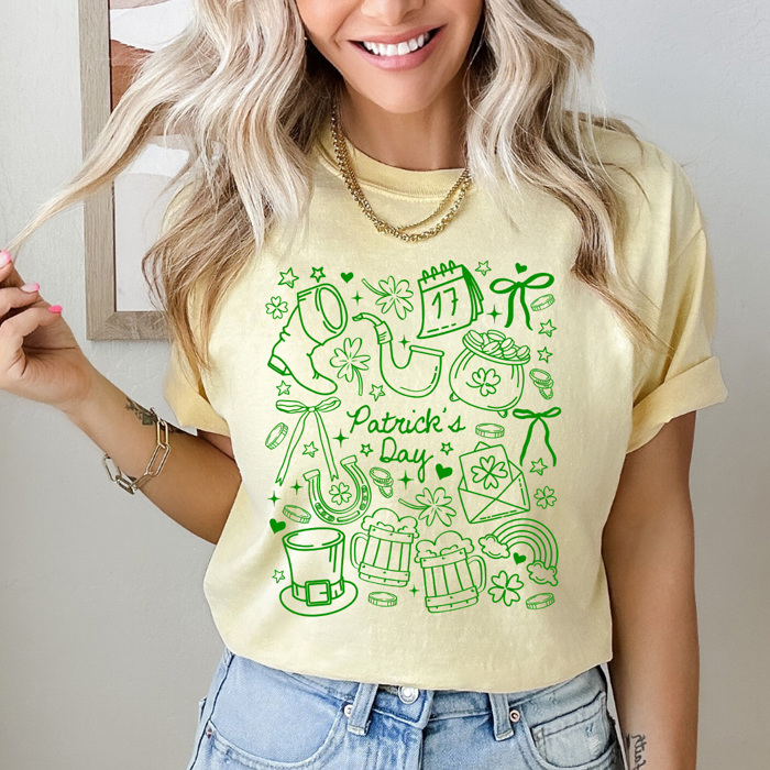 Patrick's Day Collage Comfort Colors Tee, Lucky Shamrock Graphic Tee, St Patty's Day Shirt  