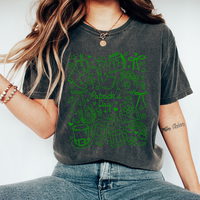 Patrick's Day Collage Comfort Colors Tee, Lucky Shamrock Graphic Tee, St Patty's Day Shirt  