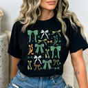 XXL Black Green Coquette Bow St Patrick's Day Comfort Colors Tee, Lucky Shamrock And Bows Graphic Tee