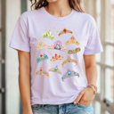 Medium Lilac Fairy Tale Princess Crown Graphic Tee, Theme Park Princess Printed Shirt, Theme Park Vacation Tee