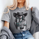 Medium Gray Western Cowgirl Comfort Colors Tee, Country Cowgirl Graphic Tee