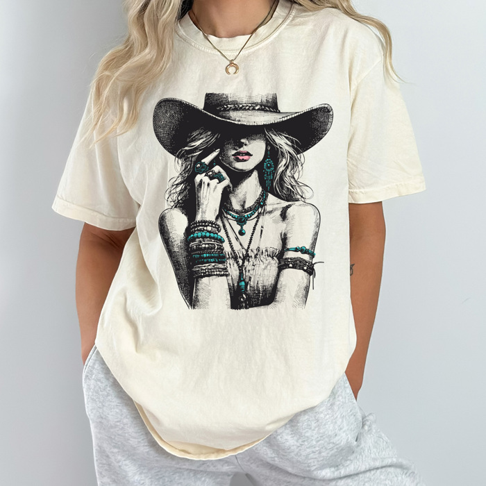 Western Cowgirl Comfort Colors Tee, Country Cowgirl Graphic Tee