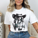 XXL White Western Cowgirl Comfort Colors Tee, Country Cowgirl Graphic Tee