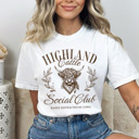 XXL White Highland Cattle Social Club Comfort Colors Tee, Easily Distracted By Cows Graphic Tee