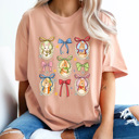 XXL Peachy Easter Bunnies Coquette Frames Comfort Colors Tee, Girly Bunny Graphic Tee, Cute Easter Tee