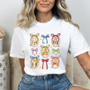 XXL White Easter Bunnies Coquette Frames Comfort Colors Tee, Girly Bunny Graphic Tee, Cute Easter Tee