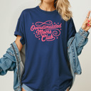 XL Navy Overstimulated Moms Club Comfort Colors Tee, Mom Life Graphic Tee, Motherhood Tee