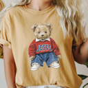 Large Mustard Jesus Loves Me Teddy Graphic Tee, Trendy Teddy Bear Shirt, Jesus Teddy Comfort Colors