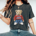 Large Pepper Jesus Loves Me Teddy Graphic Tee, Trendy Teddy Bear Shirt, Jesus Teddy Comfort Colors