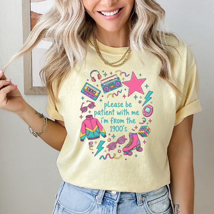 Please Be Patient With Me I'm From The 1900's Graphic Tee, Funny Retro Adult Shirt, Comfort Colors Tee 