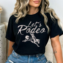 Medium Black Let's Rodeo Graphic Tee, Western Shirt, Summer Rodeo Tee, Cowgirl Comfort Colors Tee