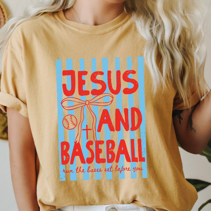 Jesus And Baseball Graphic Tee, Ball Game Gospel Shirt, Trendy Coquette Comfort Colors Tee