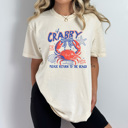 Small Ivory If Crabby Please Return To The Beach Graphic Tee, Coquette Crab Beach Shirt, Sun Salt Sass Comfort Colors Tee