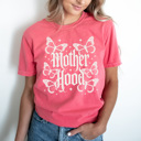 Small White Motherhood Butterfly Graphic Tee, Mom Edgy Shirt, Mothers Day Comfort Colors Tee