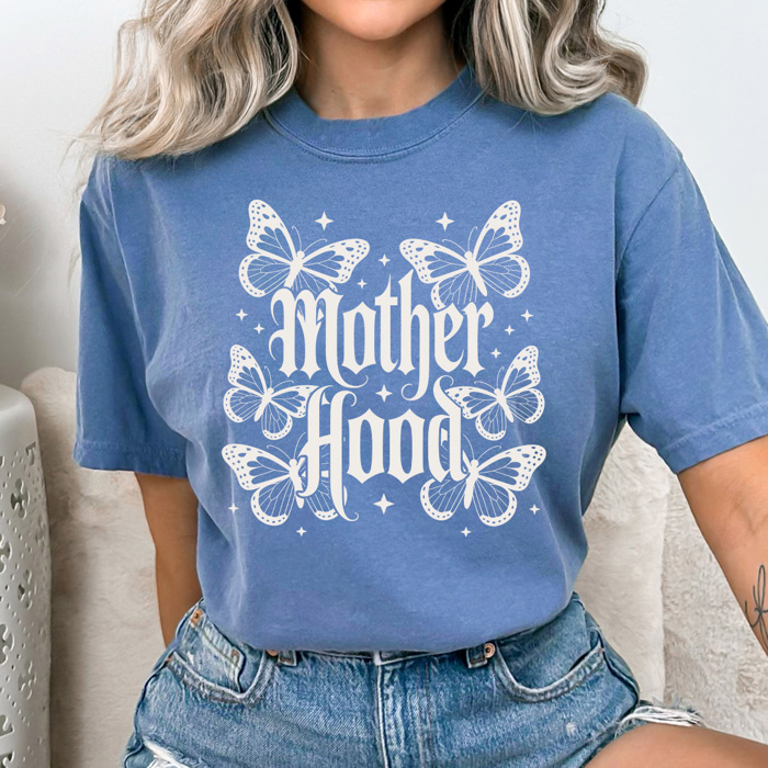 Motherhood Butterfly Graphic Tee, Mom Edgy Shirt, Mothers Day Comfort Colors Tee