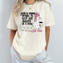 Medium Ivory Just A Mom Trying To Keep Her Ducks In A Row Graphic Tee, Funny Duck Mother Shirt, Tired Mama Comfort Colors Tee 