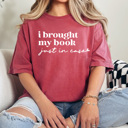 XXL Crimson I Brought My Book Just In Case Graphic Tee, Anti Social Book Lover Shirt, Reading Books Comfort Colors 