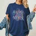 Large Navy Happily Ever After Graphic Tee, Theme Park Castle Shirt, Mouse Family Vacation Comfort Colors Tee 