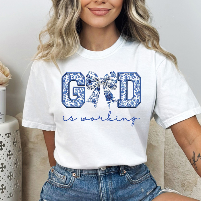 Good Is Working Graphic Tee, Faux Embordered Bow Shirt, Gospel Spring Comfort Colors Tee