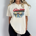 Medium Ivory It's Lake Time Graphic Tee, Swimming Dogs Lake Shirt, Family Trip Summer Comfort Colors Tee