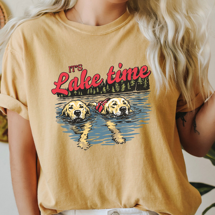 It's Lake Time Graphic Tee, Swimming Dogs Lake Shirt, Family Trip Summer Comfort Colors Tee