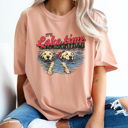 Medium Peachy It's Lake Time Graphic Tee, Swimming Dogs Lake Shirt, Family Trip Summer Comfort Colors Tee