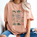 Large Peachy Lake Life Fishing Graphic Tee, Summer Lake Day Shirt, Family Trip Fishing Comfort Colors Tee