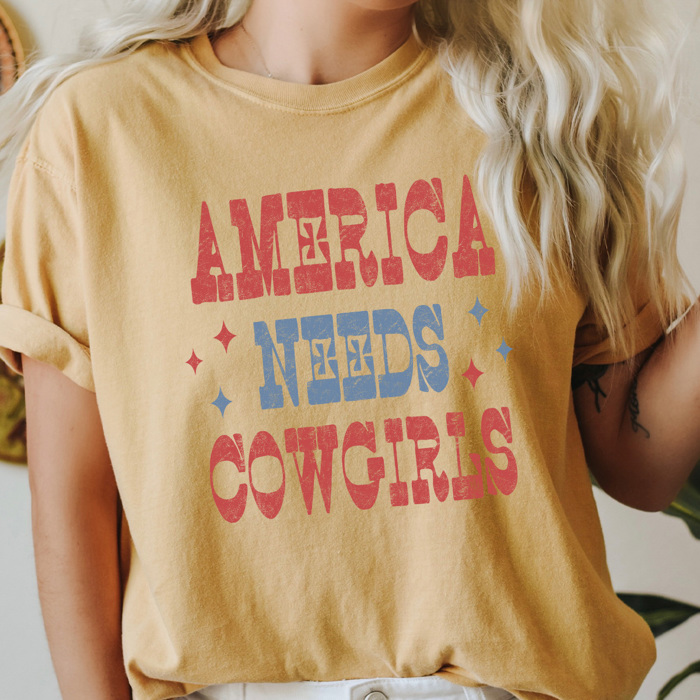 America Needs Cowgirls Graphic Tee, Western Patriotic Shirt, American Cowgirl Comfort Colors 