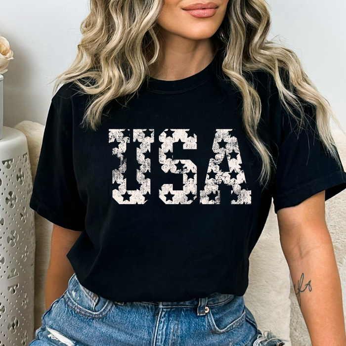 Distressed UAS Stars Graphic Tee, 4th Of July Shirt, Patriotic Stars Comfort Colors Tee