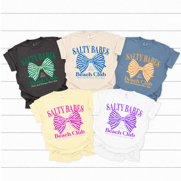 Salty Babes Beach Club Graphic Tee, Girls Just Wanna Have Sun Shirt, Summer Girls Trip 2026 Comfort Colors Tee