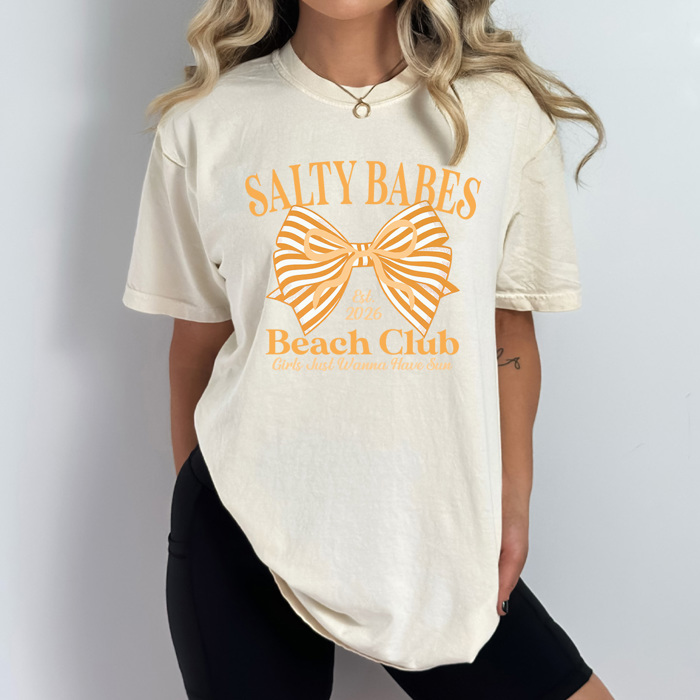 Salty Babes Beach Club Graphic Tee, Girls Just Wanna Have Sun Shirt, Summer Girls Trip 2026 Comfort Colors Tee