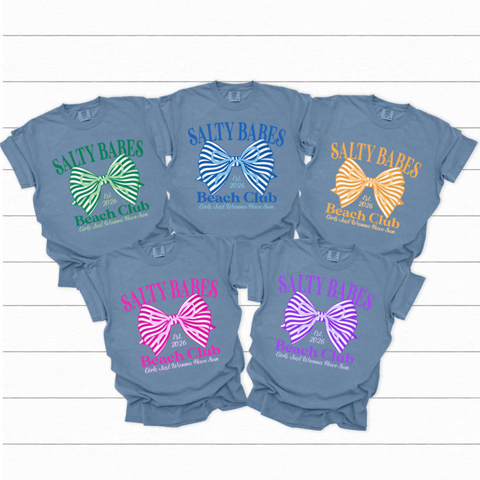 Salty Babes Beach Club Graphic Tee, Girls Just Wanna Have Sun Shirt, Summer Girls Trip 2026 Comfort Colors Tee