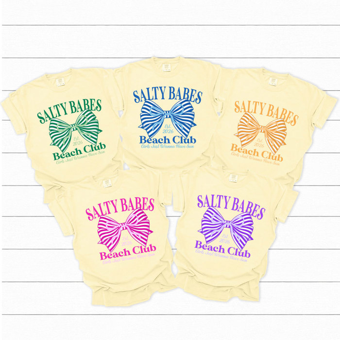 Salty Babes Beach Club Graphic Tee, Girls Just Wanna Have Sun Shirt, Summer Girls Trip 2026 Comfort Colors Tee