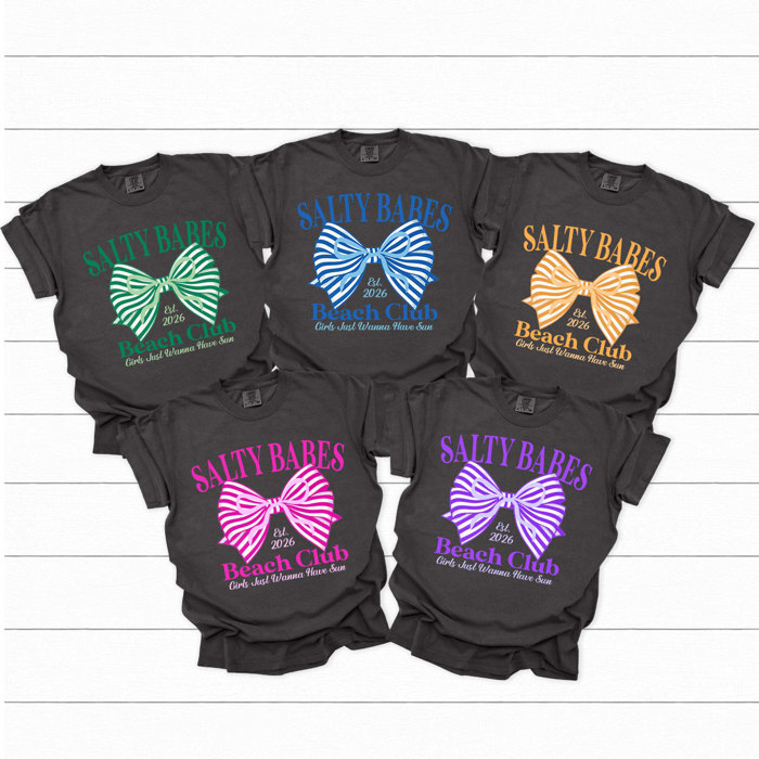 Salty Babes Beach Club Graphic Tee, Girls Just Wanna Have Sun Shirt, Summer Girls Trip 2026 Comfort Colors Tee
