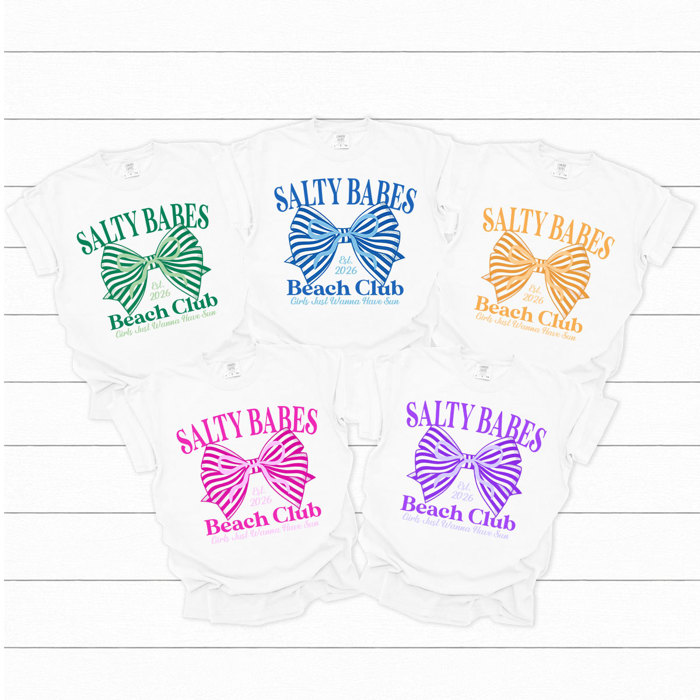 Salty Babes Beach Club Graphic Tee, Girls Just Wanna Have Sun Shirt, Summer Girls Trip 2026 Comfort Colors Tee