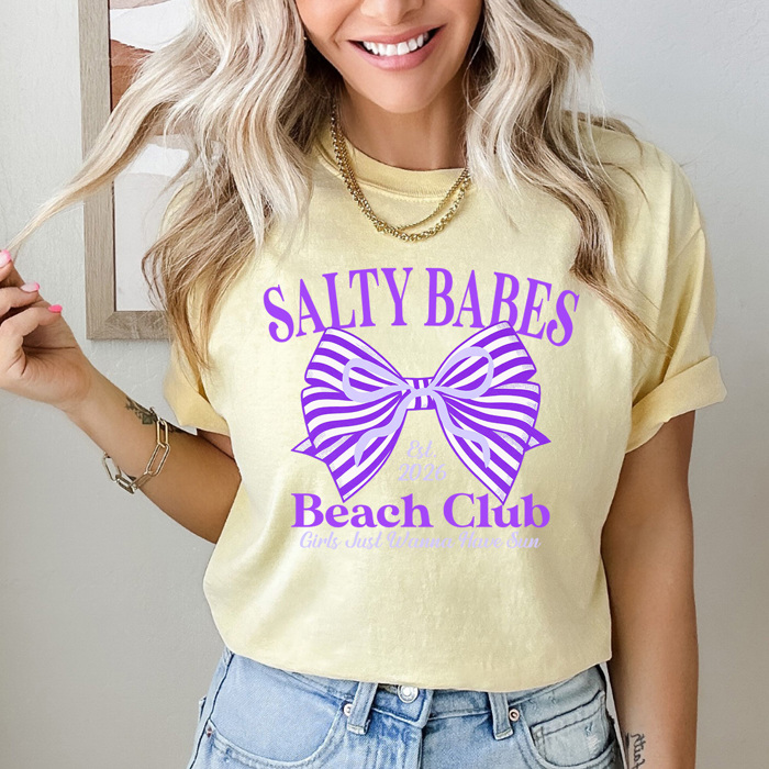 Salty Babes Beach Club Graphic Tee, Girls Just Wanna Have Sun Shirt, Summer Girls Trip 2026 Comfort Colors Tee