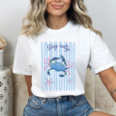 XL White Stay Salty Beach Crab Graphic Tee, Summer Beach Trip Shirt, Trendy Striped Beachy Comfort Colors Tee 
