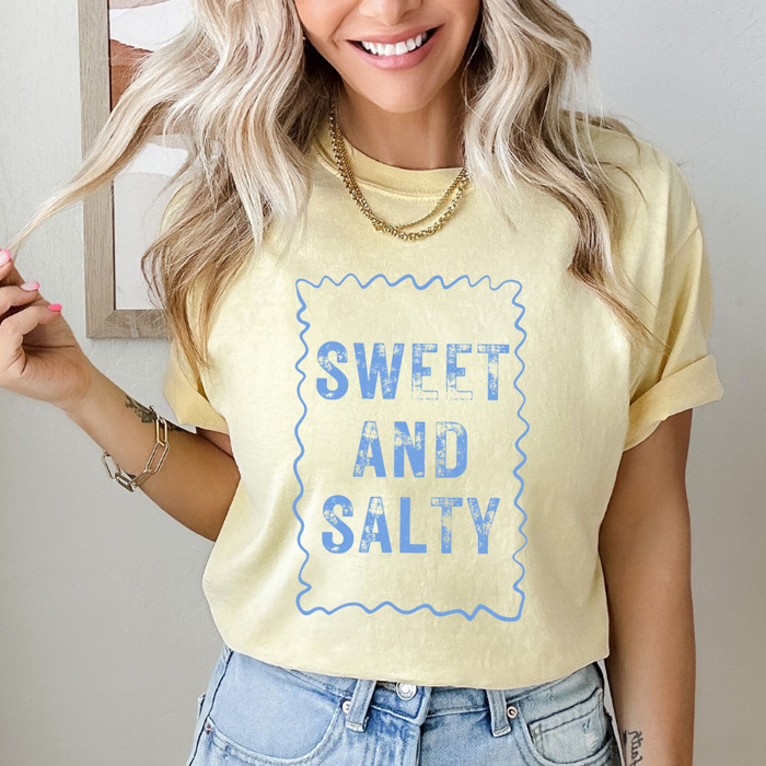 Sweet And Salty Graphic Tee, Beachy Summer Shirt, Summer Fun Comfort Colors Tee